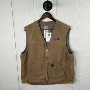 Vintage Brown Tan Sherpa Lined Carhartt Vest V26 CML Size Large